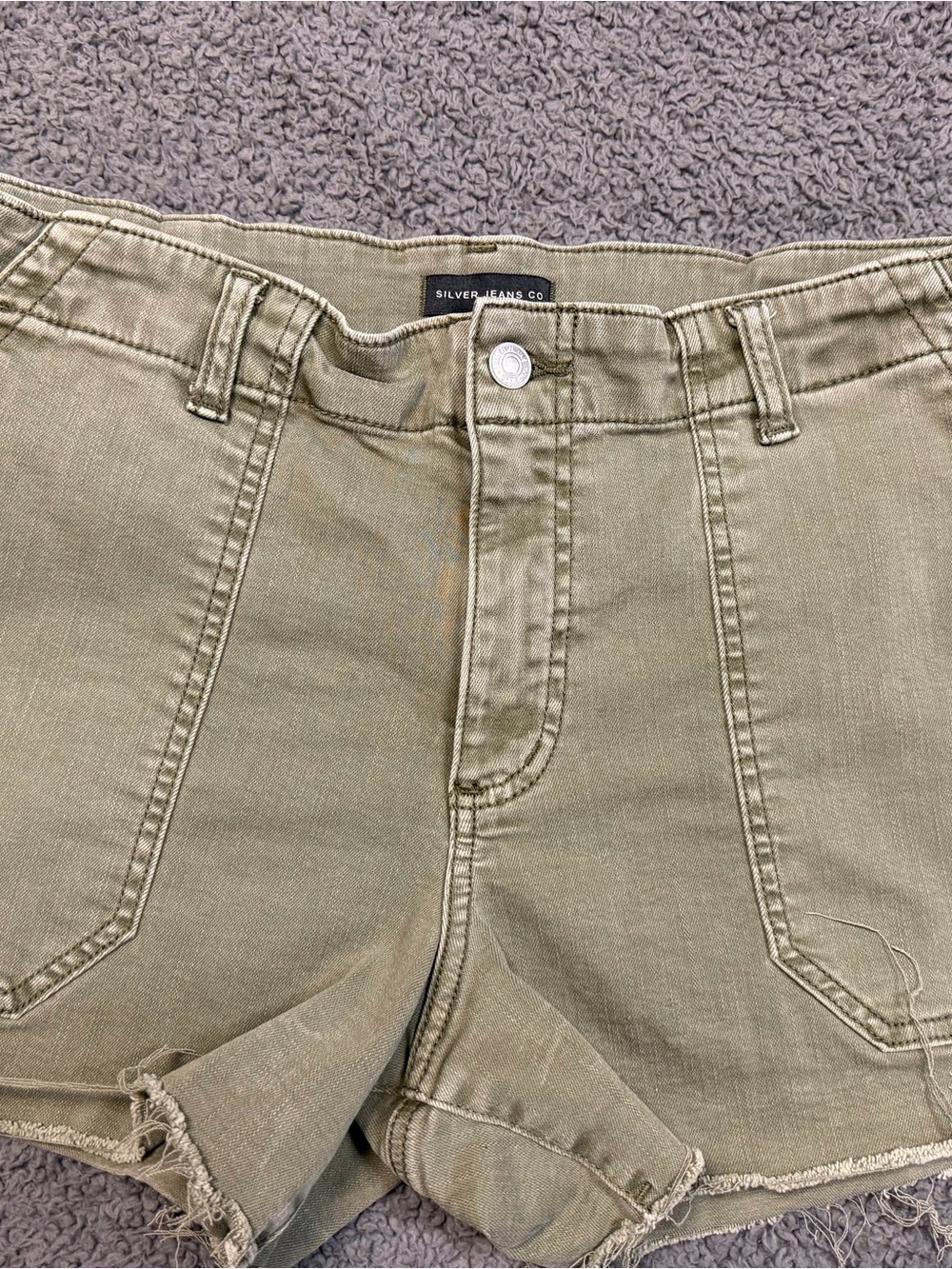 Silver Jeans Cargo Stretchy Jean Shorts - military green